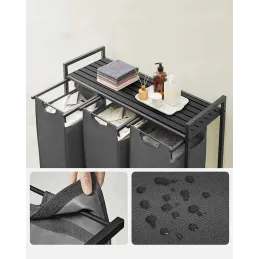 Košara za rublje METALO TRIO / Crna + antracit drvo