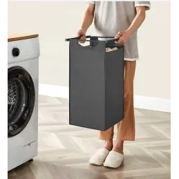 Košara za rublje METALO TRIO / Crna + antracit drvo