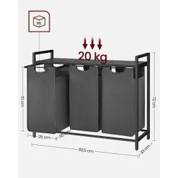 Košara za rublje METALO TRIO / Crna + antracit drvo
