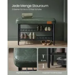 Ormarić za cipele s taburetom EMPORIO / Pastelno zelena