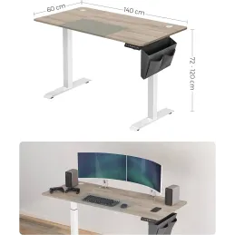 Električni podesivi stol GARDO 1400 x 600 / Bijela - Hrast sonoma