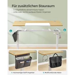 Električni podesivi stol GARDO 1400 x 600 / Bijela - Hrast sonoma