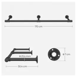 Vješalica za odjeću REGALO 1700 mm / Crna mat