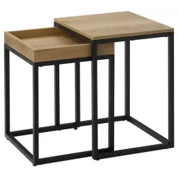 Set 2 komada klupskih stolića GALAXIA / Crna mat