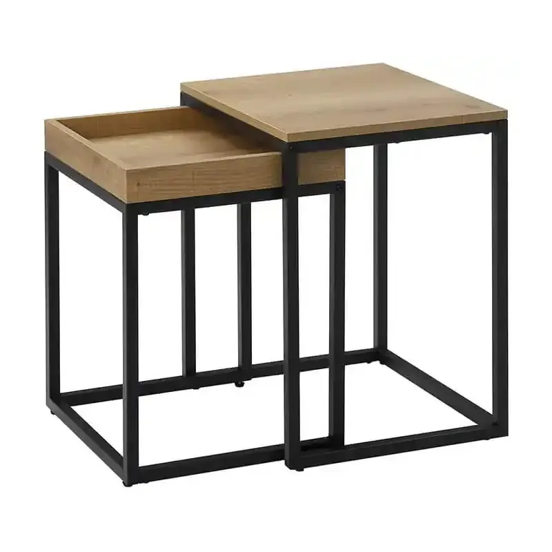 Set 2 komada klupskih stolića GALAXIA / Crna mat