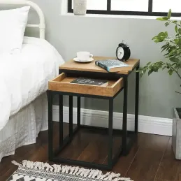 Set 2 komada klupskih stolića GALAXIA / Crna mat