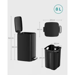 Kanta za otpad AXO s pedalom 8L / Crna mat