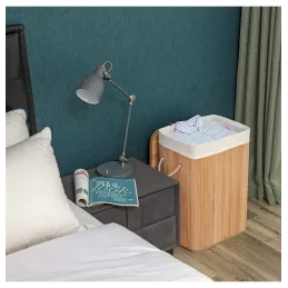 Košara za rublje GLAMUR 72L / Prirodno drvo