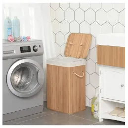 Košara za rublje GLAMUR 72L / Prirodno drvo