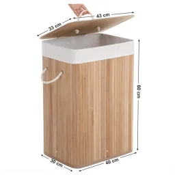 Košara za rublje GLAMUR 72L / Prirodno drvo
