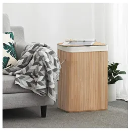 Košara za rublje GLAMUR 72L / Prirodno drvo