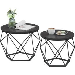 Set 2 komada konferencijskih stolića ORION / Crna mat - crno drvo