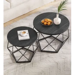 Set 2 komada konferencijskih stolića ORION / Crna mat - crno drvo