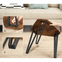 Set 3 konferencijska stolića LUVERO / Crna mat - vintage drvo