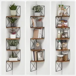 Rohna polica REGALO SHELF / Crna mat - vintage drvo