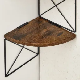 Rohna polica REGALO SHELF / Crna mat - vintage drvo