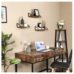 Set 3 komada polica REGALO Shelf / Crna mat - vintage drvo