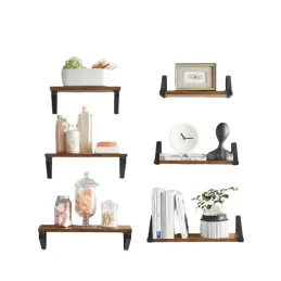 Set 3 komada polica REGALO Shelf / Crna mat - vintage drvo