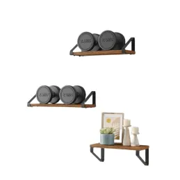 Set 3 komada polica REGALO Shelf / Crna mat - vintage drvo