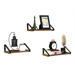 Set 3 komada polica REGALO Shelf / Crna mat - vintage drvo