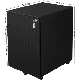 Kancelarijski kontejner na kotačićima GARDO 390 / Crni
