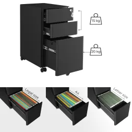 Kancelarijski kontejner na kotačićima GARDO 390 / Crni