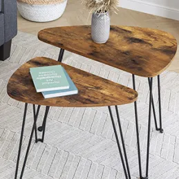 Set od 2 konferencijska stolića LION / Crna mat - vintage drvo