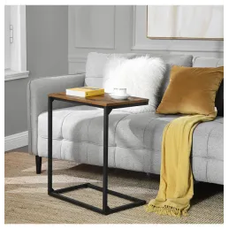 Bočni stolić KATANA / Crna mat - vintage drvo