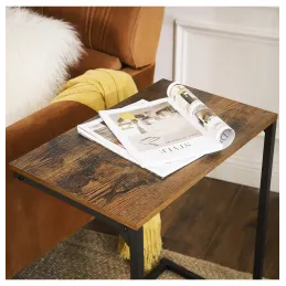 Bočni stolić KATANA / Crna mat - vintage drvo