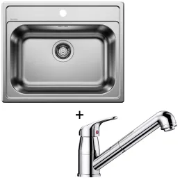 Set Blanco Nerezni sudoper DANA 6 + Miješalica DARAS-S s tušem / Sjajni krom
