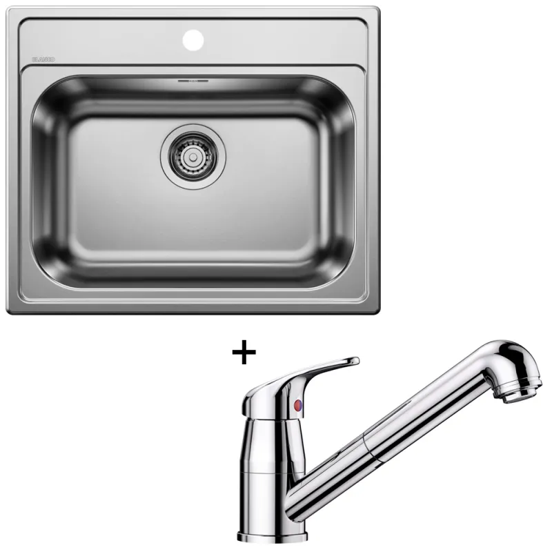 Set Blanco Nehrđajući sudoper DANA 6 + Miješalica DARAS-S s tušem / Sjajni krom