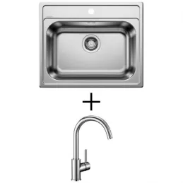 Set Blanco Nehrđajući sudoper DANA 6 + Slavina MIDA / Sjajni krom