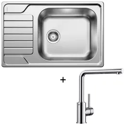 Set Blanco Nehrđajući sudoper DINAS XL 6 S Compact + Slavina MILA / Sjajni krom