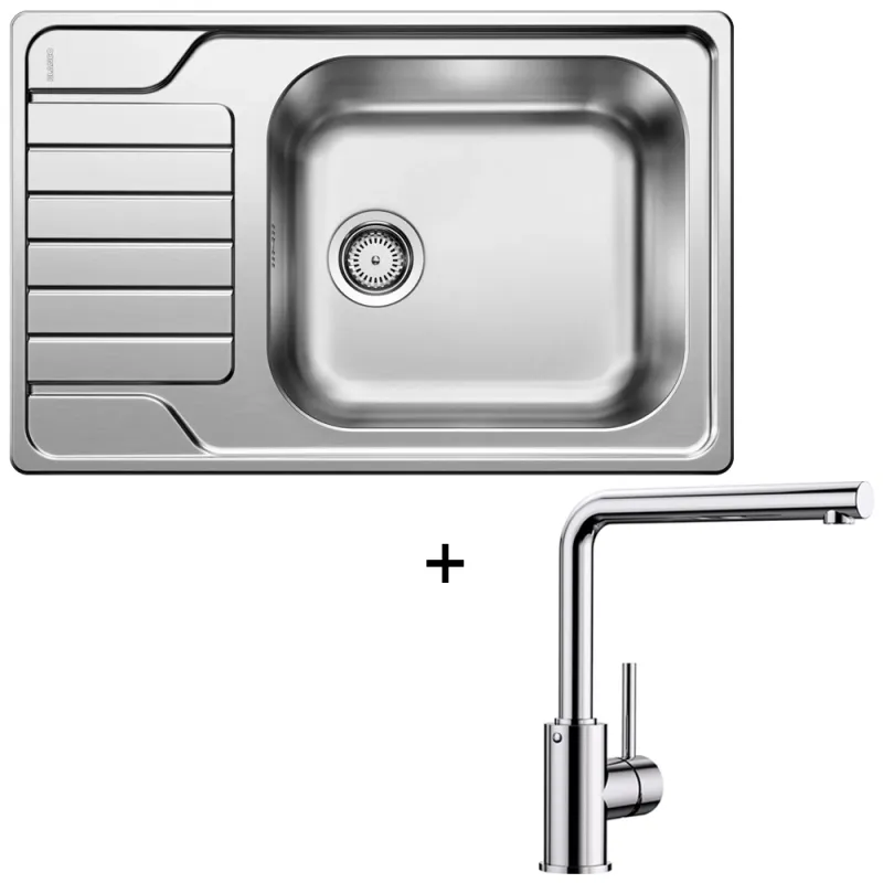 Set Blanco Nehrđajući sudoper DINAS XL 6 S Compact + Slavina MILA / Sjajni krom