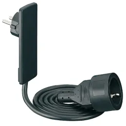 Produžni priključak ravni SLIM SCHUKO / Crna mat