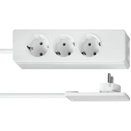 Produžni kabel 3x 230 V s ravnim utikačem SLIM SCHUKO / Bijela