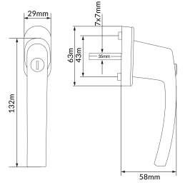 Set od 2 komada zaključanih prozorskih ručki LOCKED / Srebrna