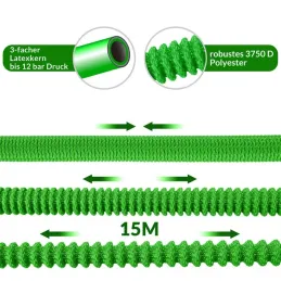 Flexi vrtno crijevo za vrt s kompletnom opremom i stalkom / Zelena