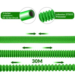 Flexi vrtno crijevo za vrt s kompletnom opremom i stalkom / Zelena