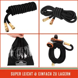 Flexi vrtno crijevo za vrt s kompletnom opremom i stalkom / Crna