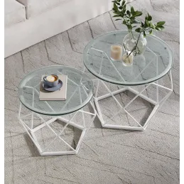 Set od 2 konferencijska stolića ORION LUX / Bijela mat