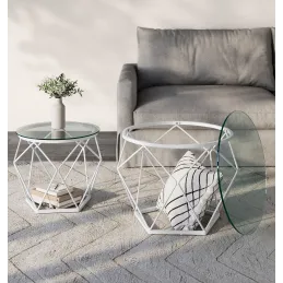 Set od 2 konferencijska stolića ORION LUX / Bijela mat