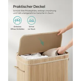 Košara za rublje GLAMUR 100L / Prirodno drvo