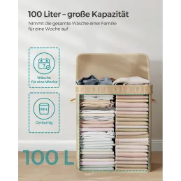 Košara za rublje GLAMUR 100L / Prirodno drvo