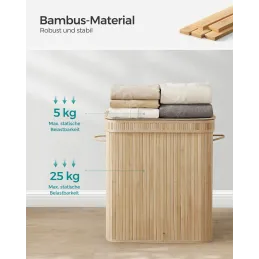 Košara za rublje GLAMUR 100L / Prirodno drvo