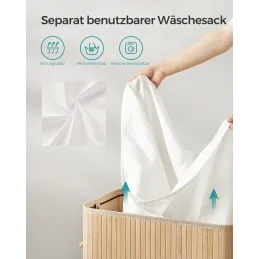 Košara za rublje GLAMUR 100L / Prirodno drvo