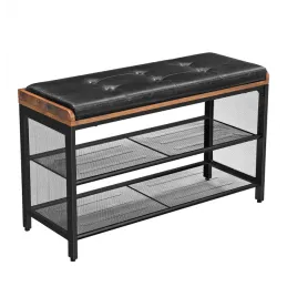 Stalak za cipele s taburetom CASSA / Crna mat