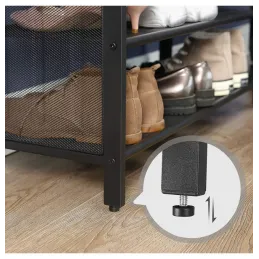Stalak za cipele s taburetom CASSA / Crna mat