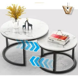 Set od 2 konferencijska stolića DIAMOND / Crna - bijeli mramor