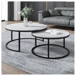 Set od 2 konferencijska stolića DIAMOND / Crna - bijeli mramor